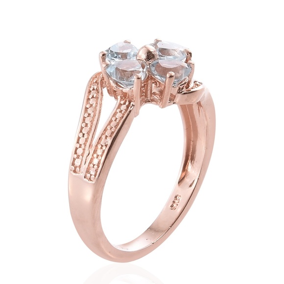 Sky Blue Topaz Flower Bypass Ring - Picture 3 of 5